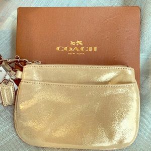 ‼️SOLD‼️Coach shimmery Gold Wristlet